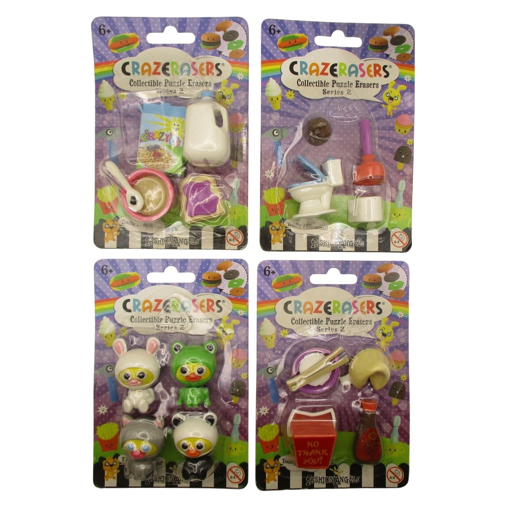 Crazerasers Fashion Angels Series 2 Collectible Puzzle Erasers 4 Pack Lot New
